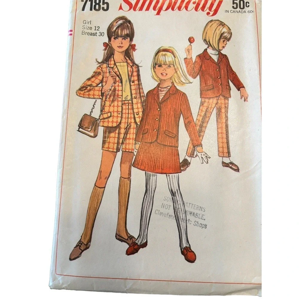 Simplicity Vintage 60's Girls Dress Lot Jumper Sewing Pattern Sz 12 Retro Boho
